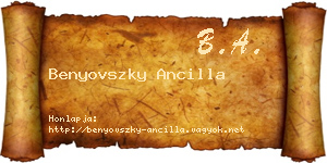 Benyovszky Ancilla névjegykártya